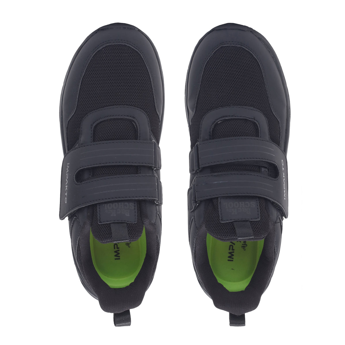 Impakto Study Soles Black Kids Velcro School Shoes.