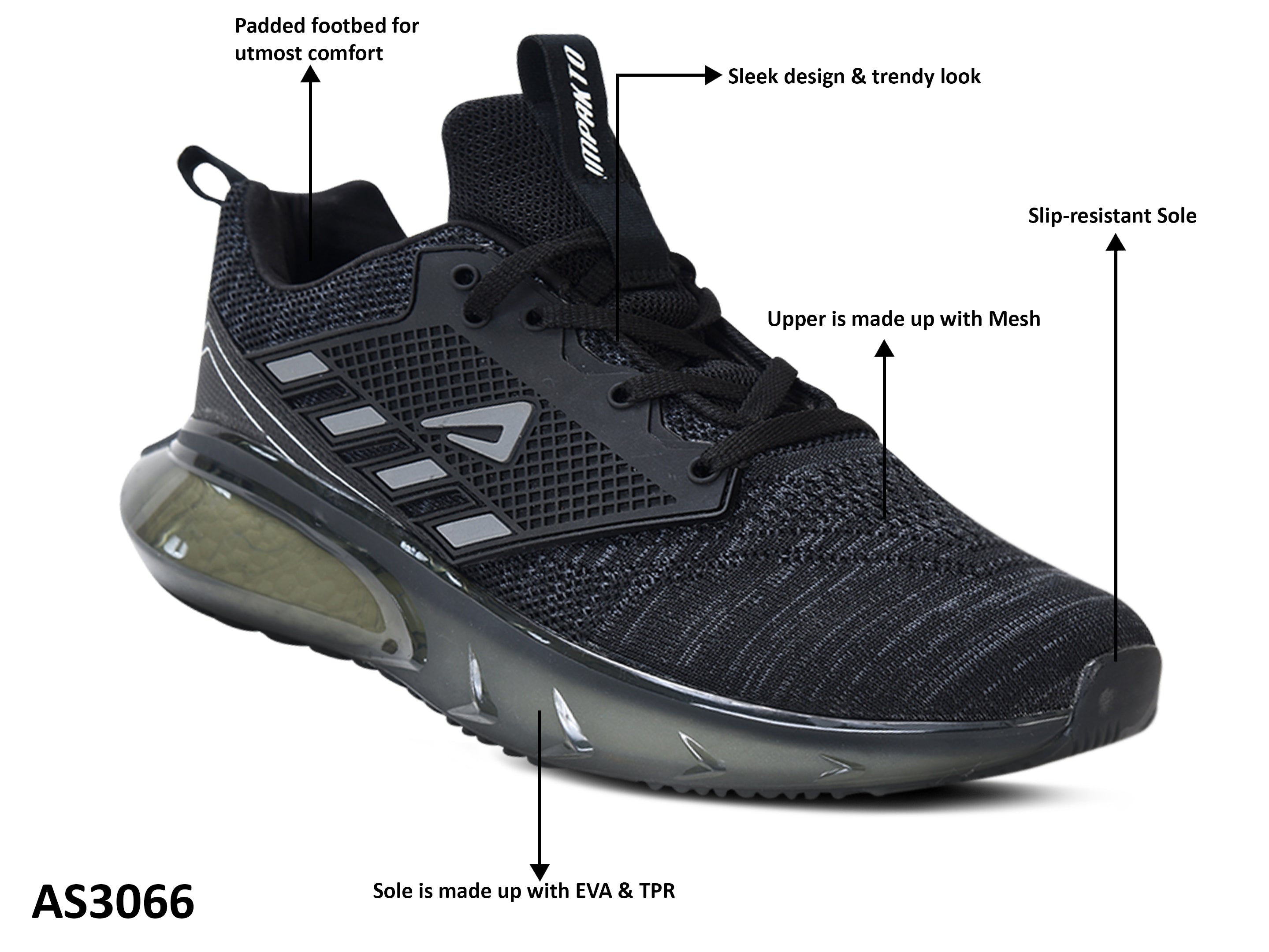 Impakto Gravity Men's Black Running Shoes