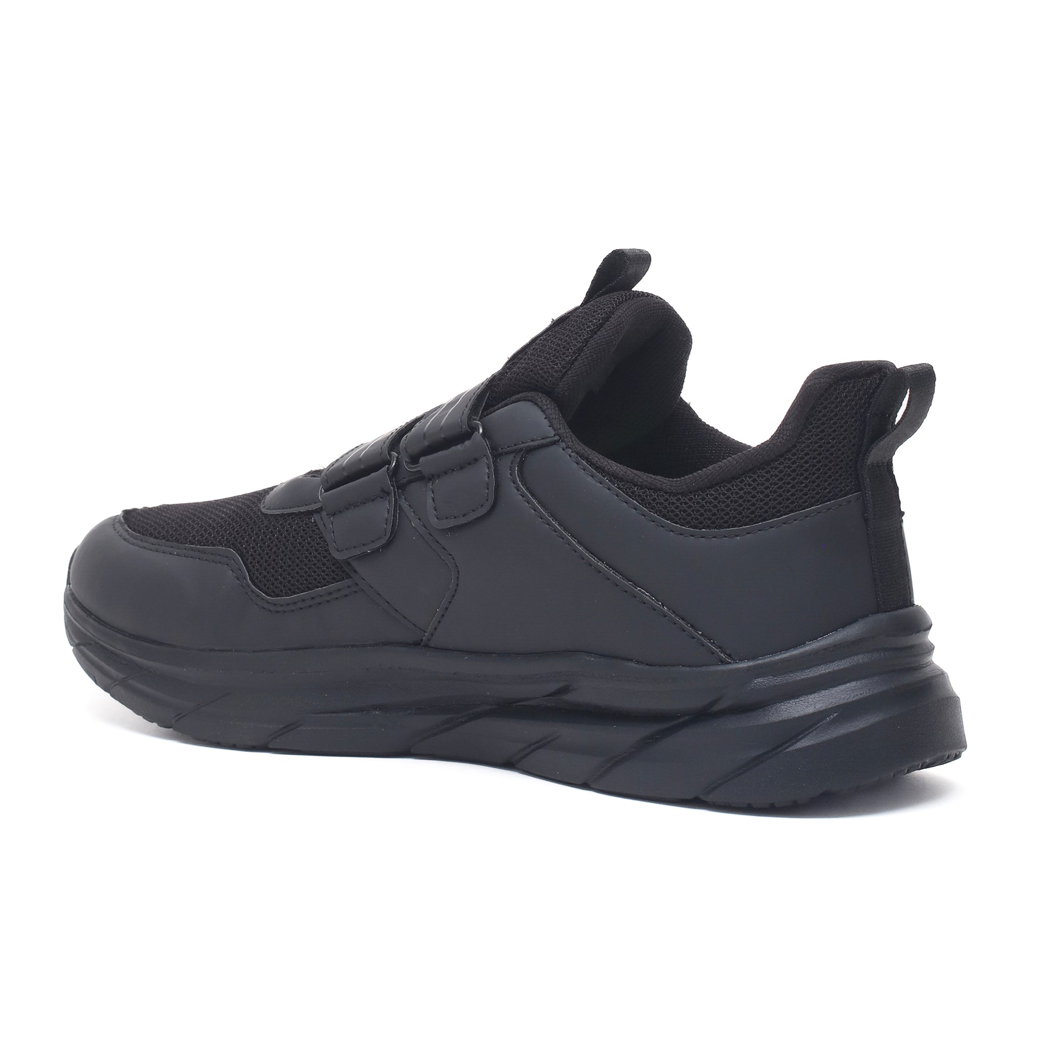 Impakto Study Soles Black Child/Kids/Adults Velcro Daily Use School Shoes, Soft Cushion, Dust proof upper, Soft padded in socks for all day comfort AS3219