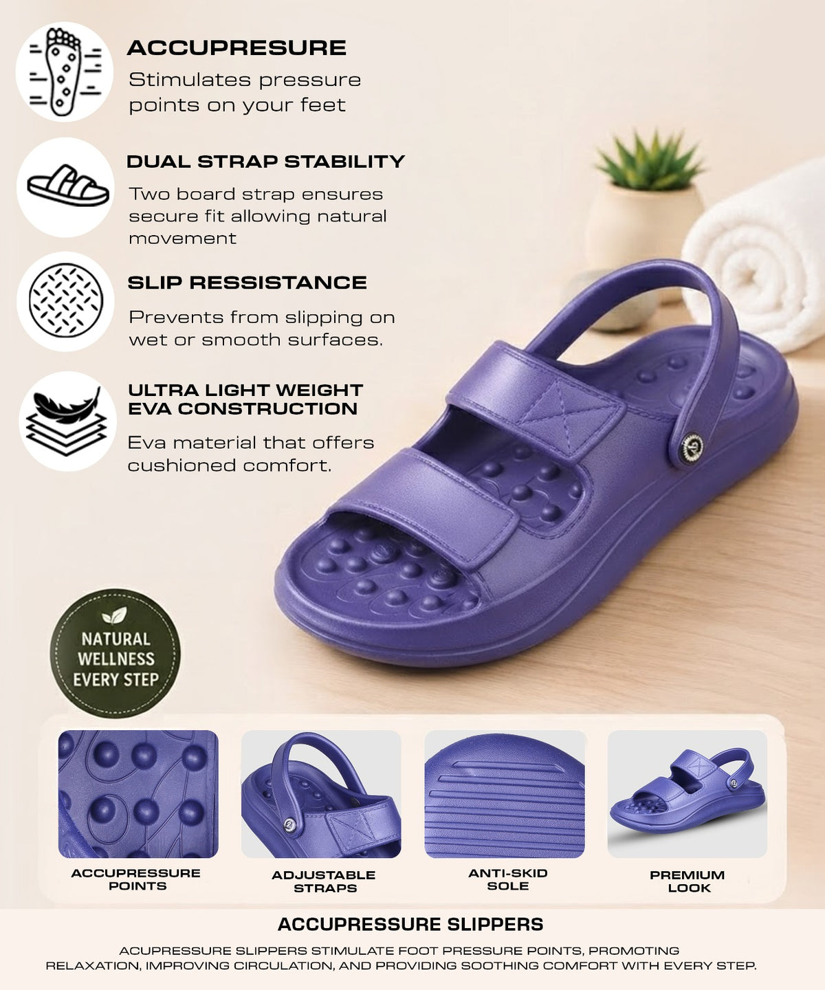 Impakto Accupressure Slip-On Sandals