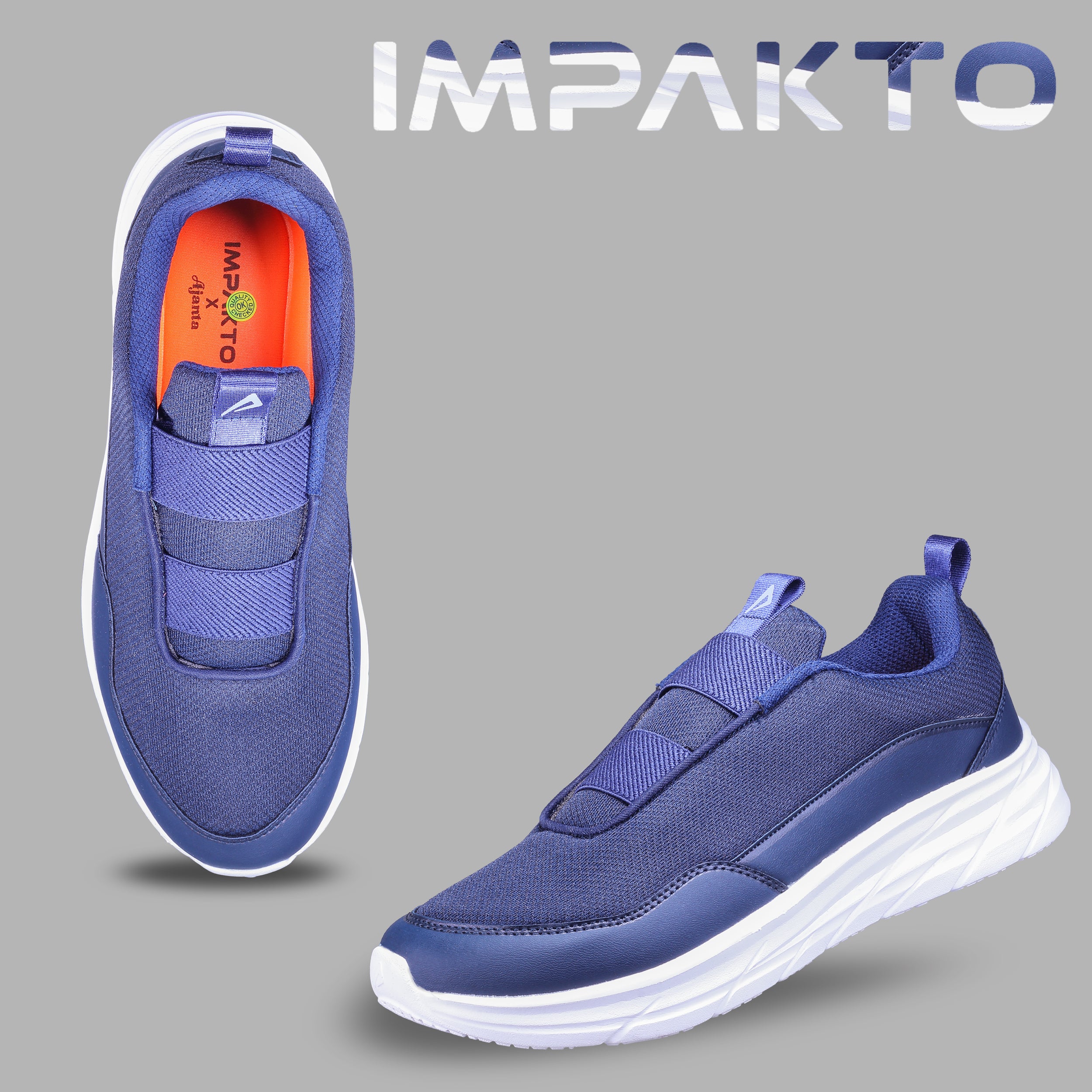 Impakto ZeroDrag Men's Navy Blue Walking Shoes - AS3308