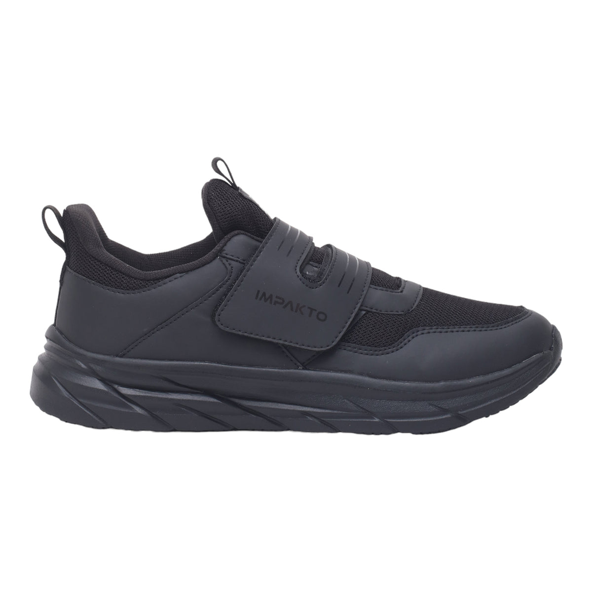 Impakto Study Soles Black Kids Velcro  School Shoes.
