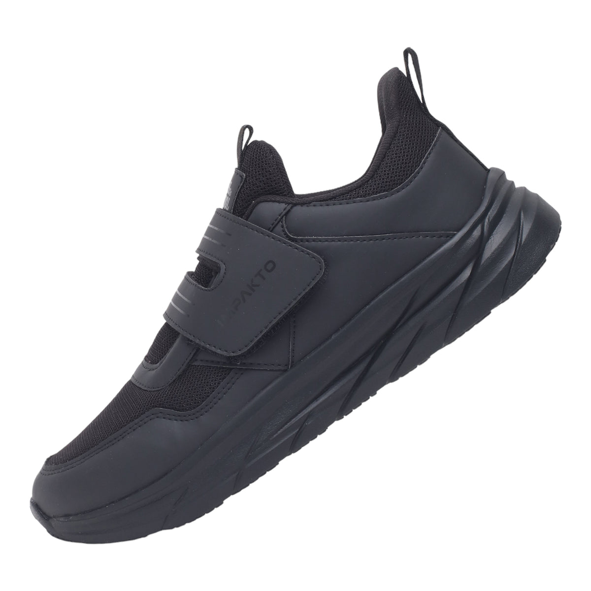 Impakto Study Soles Black Kids Velcro  School Shoes.