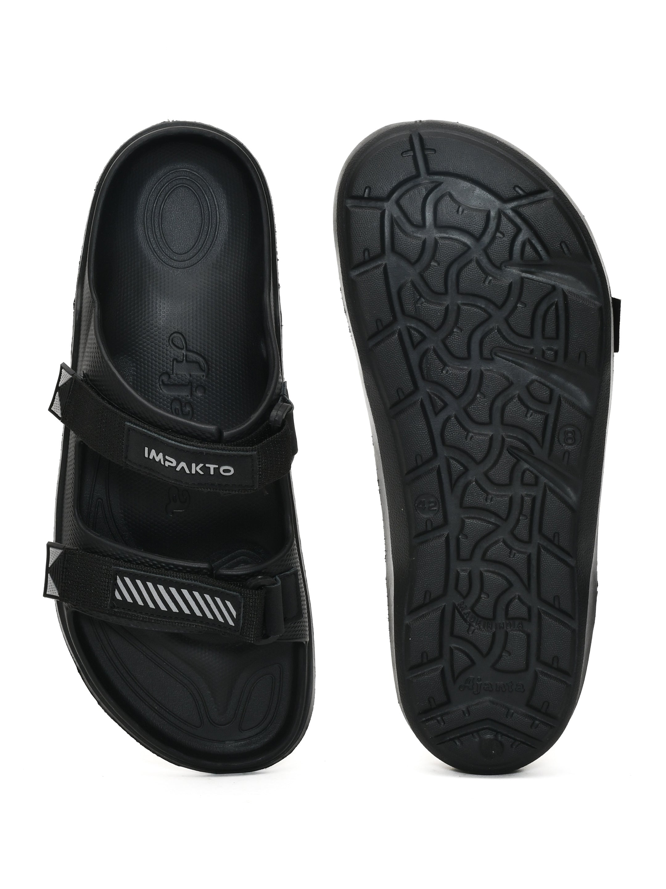 Impakto Mens Arch Support Velcro Dual Strap Slides