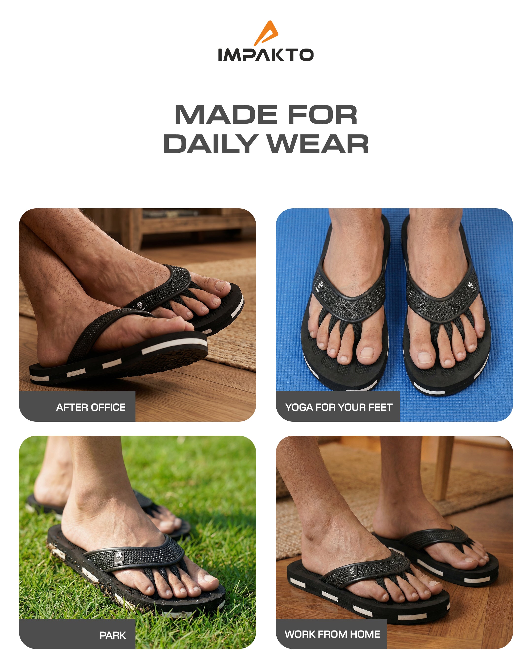 Impakto TRIBE 5-Finger Toe Separator Slippers - Black
