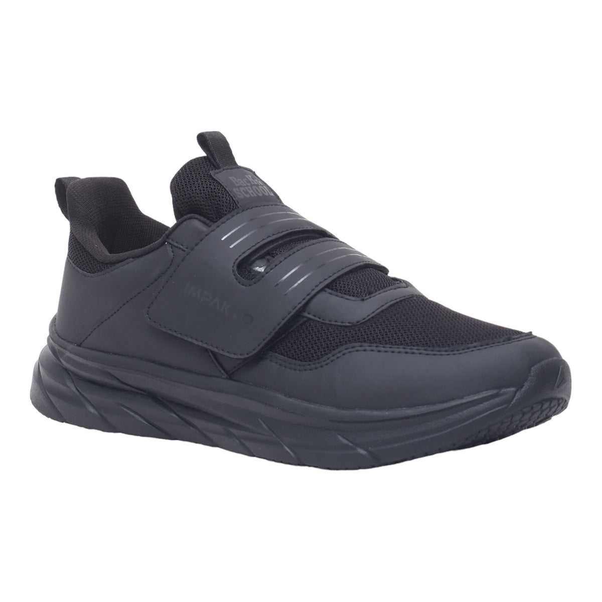 Impakto Study Soles Black Kids Velcro  School Shoes.