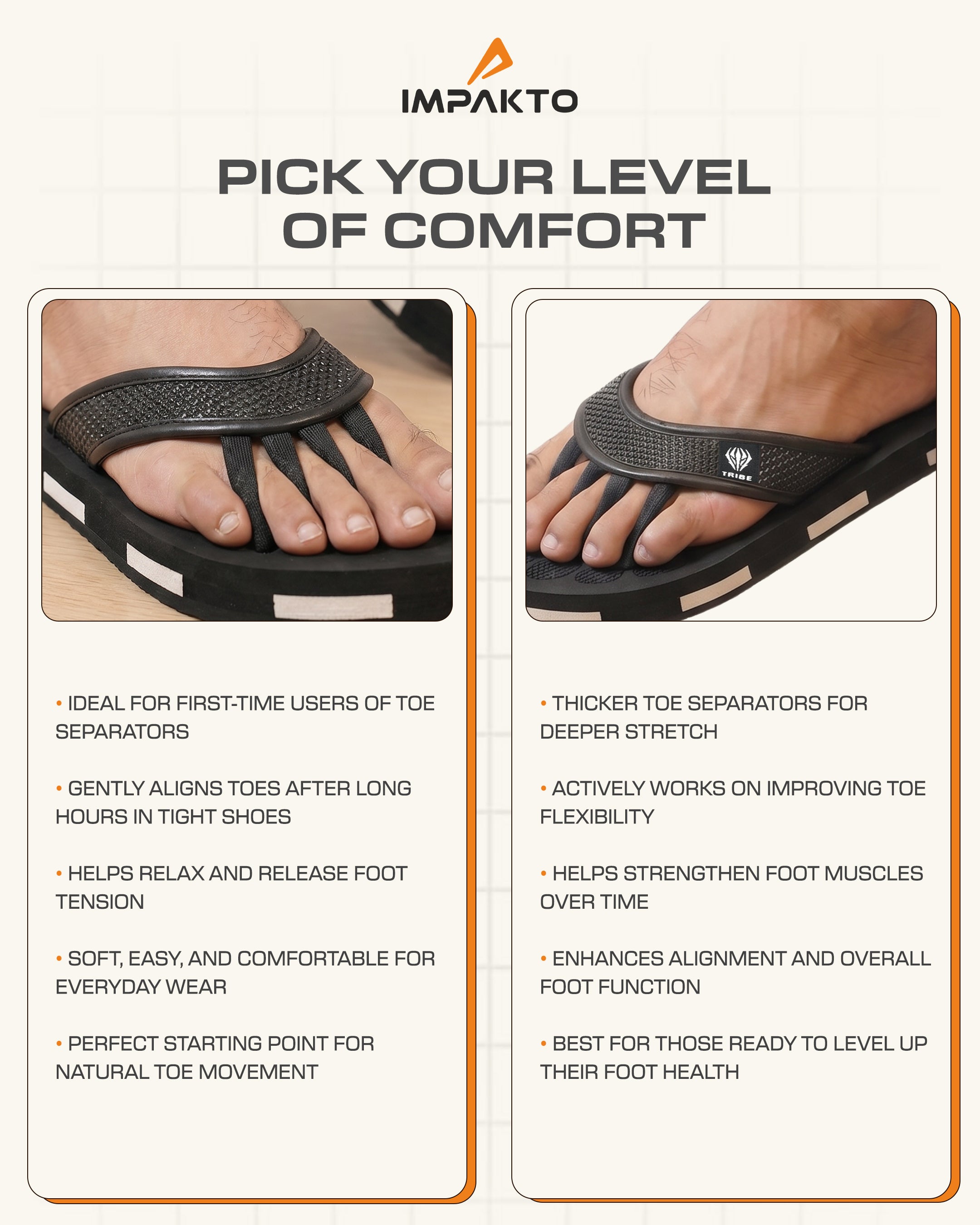 Impakto TRIBE 5-Finger Toe Separator Slippers - Black