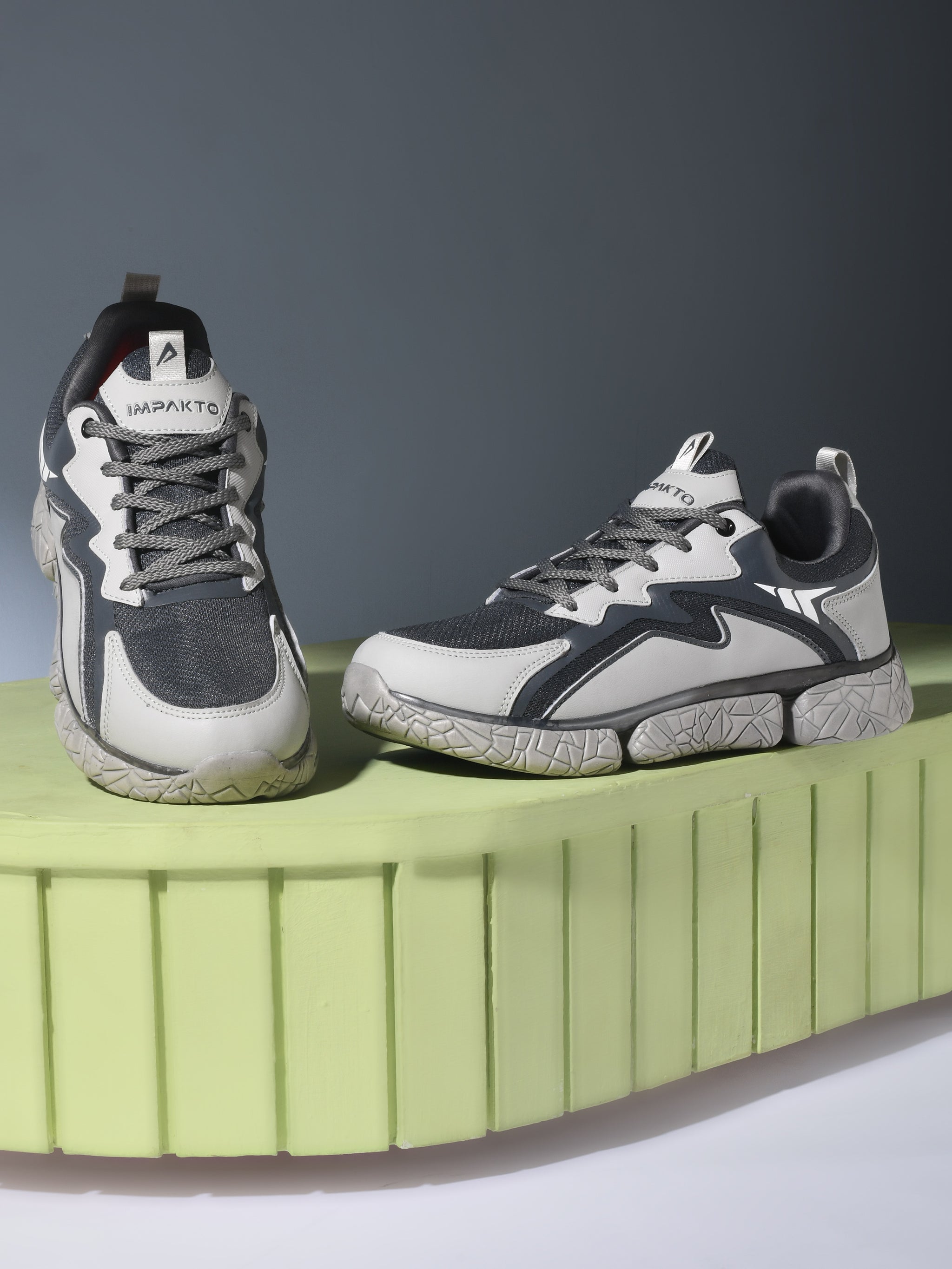 Impakto Motion Booster Running Shoes with Toe-Spring and Padded Insoles for Men AS3278