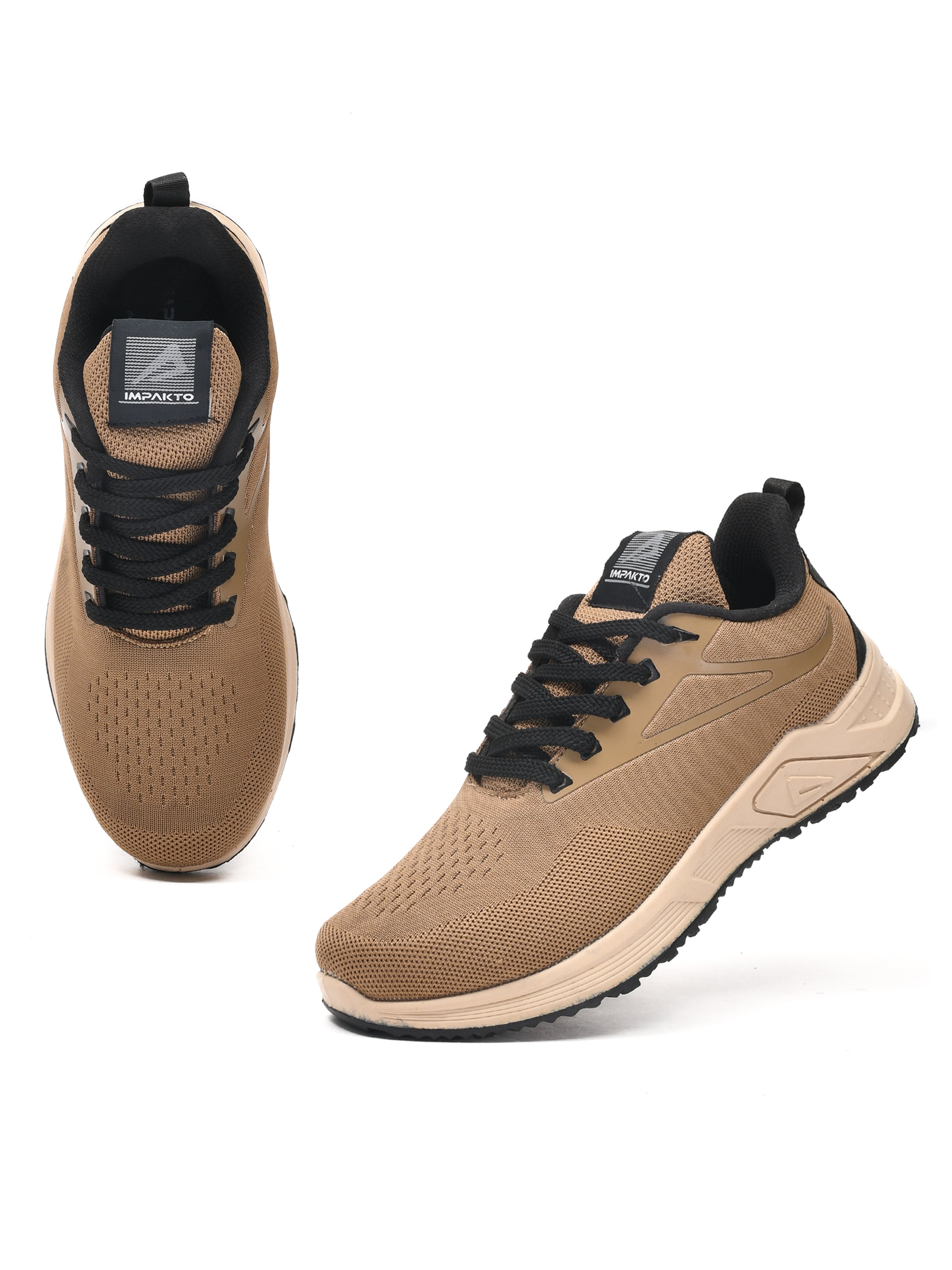 Impakto JetGrip Tan Court Shoes With Minimalist Sporty Design & PU Cushioning- AS3417