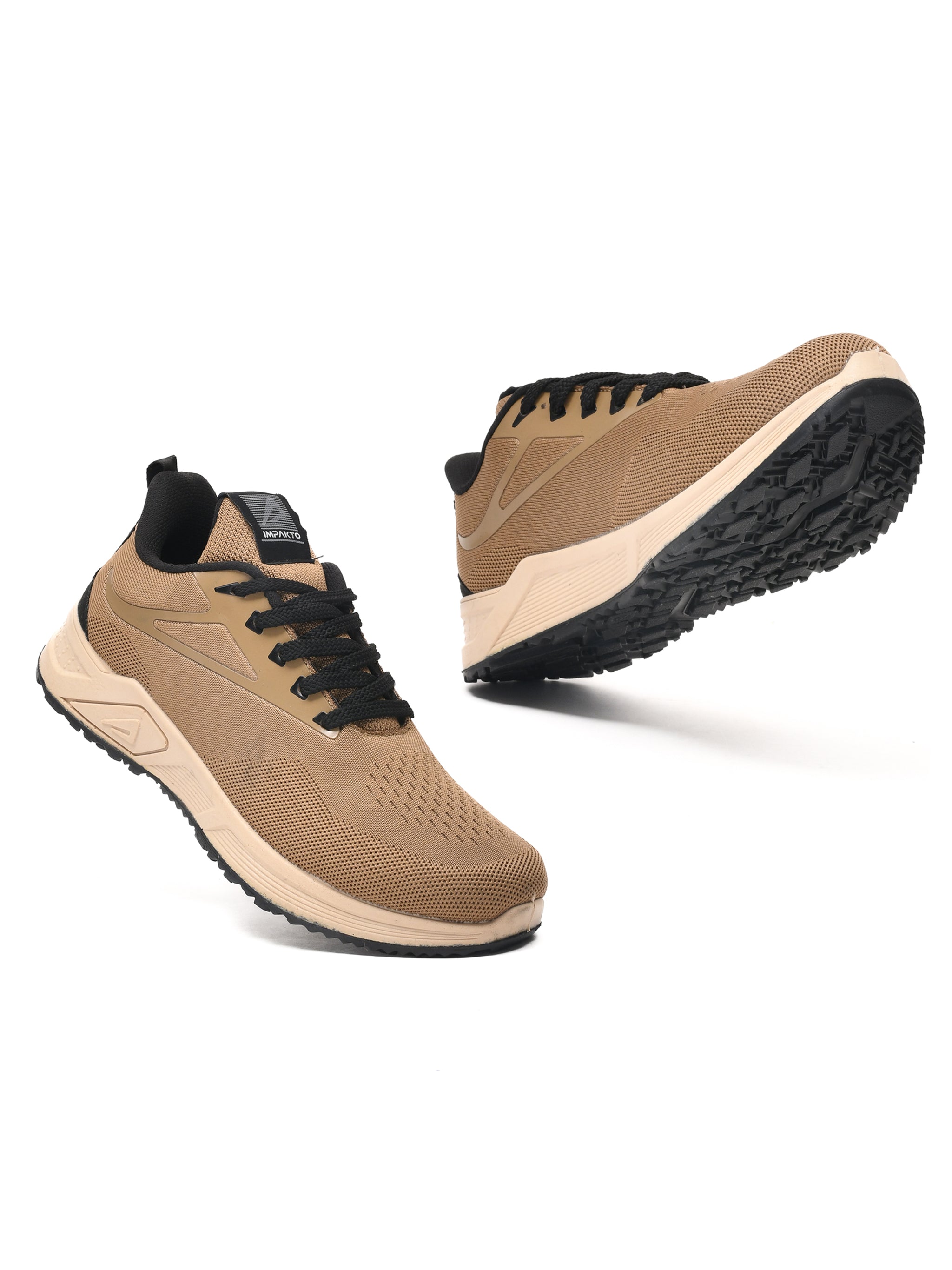 Impakto JetGrip Tan Court Shoes With Minimalist Sporty Design & PU Cushioning- AS3417