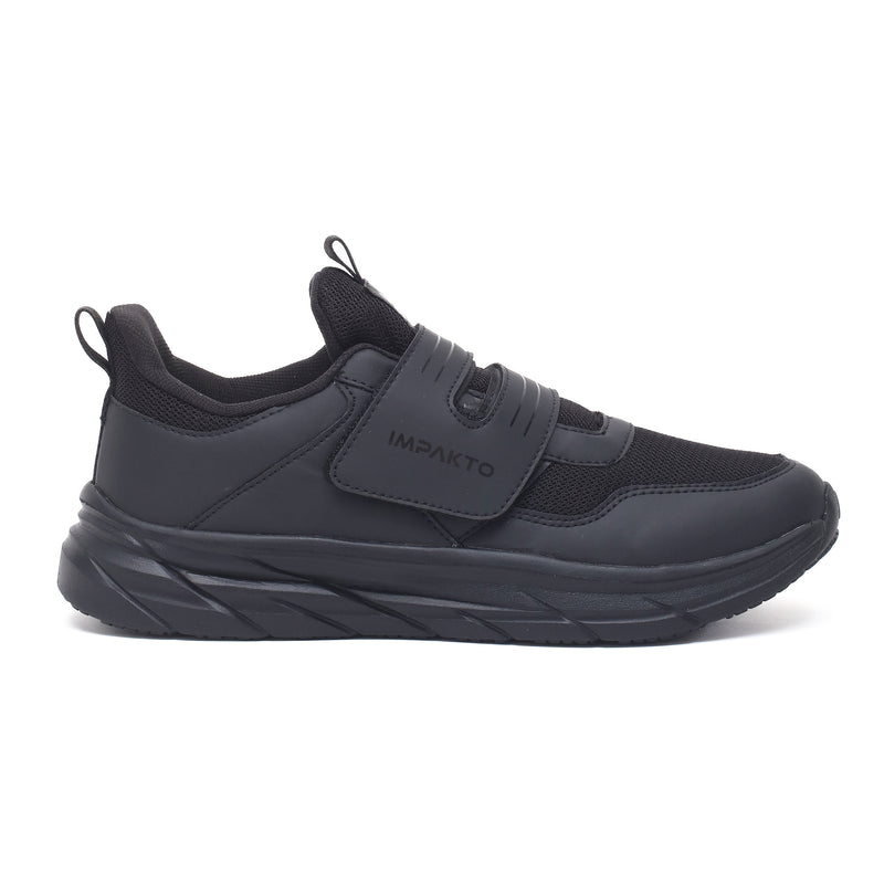 Impakto Study Soles Black Kids Velcro  School Shoes.