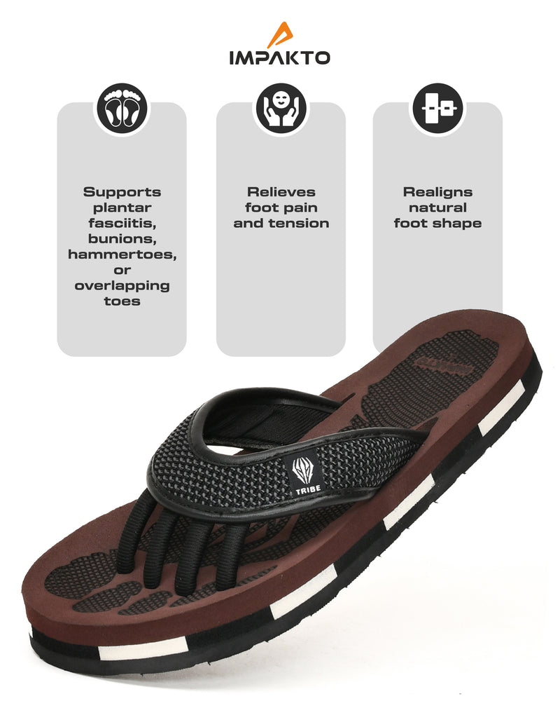 Impakto TRIBE 5-Finger Toe Separator Slippers - Brown
