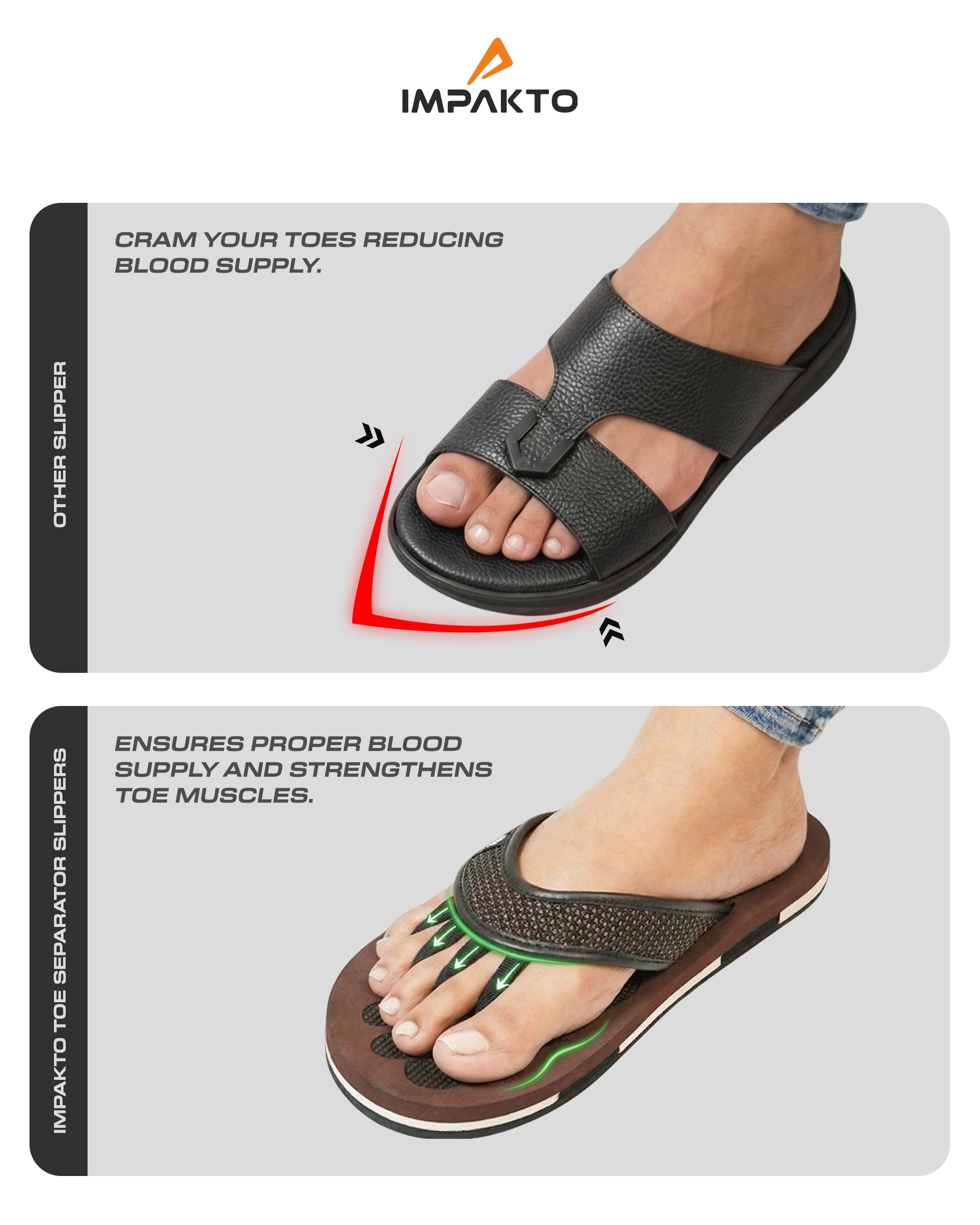 Impakto TRIBE 5-Finger Toe Separator Slippers - Brown