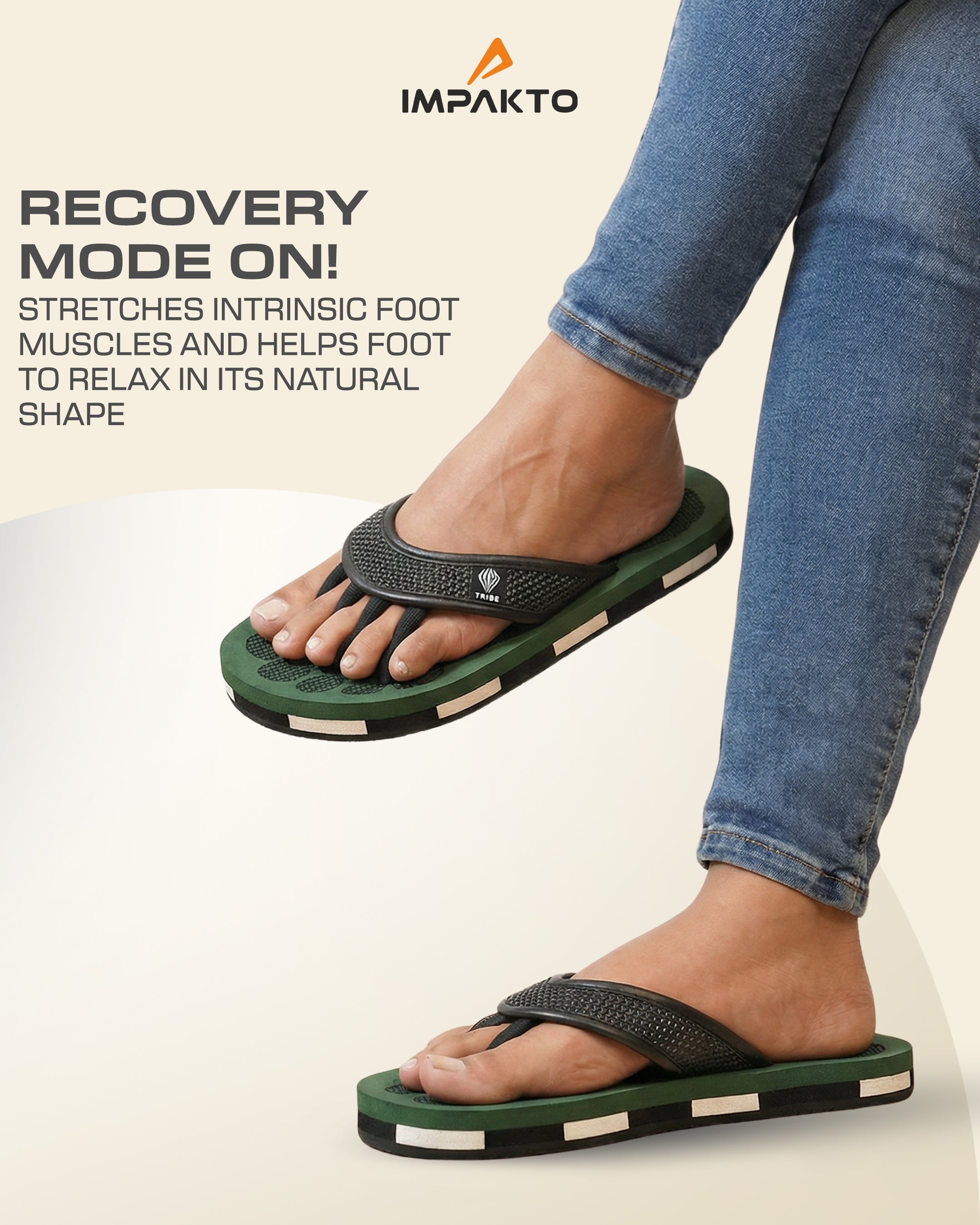 Impakto TRIBE 5-Finger Toe Separator Slippers - Olive
