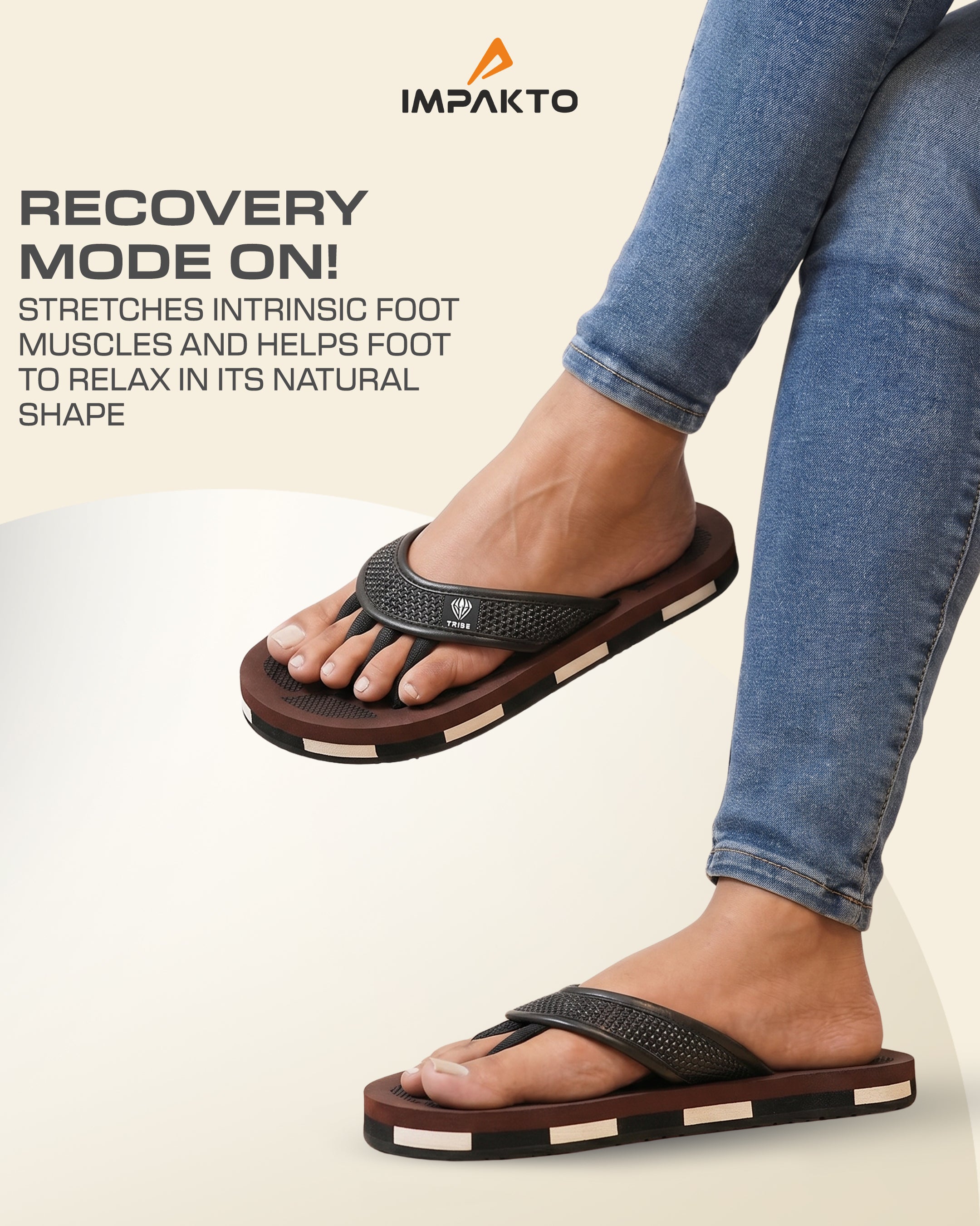 Impakto TRIBE 5-Finger Toe Separator Slippers - Brown