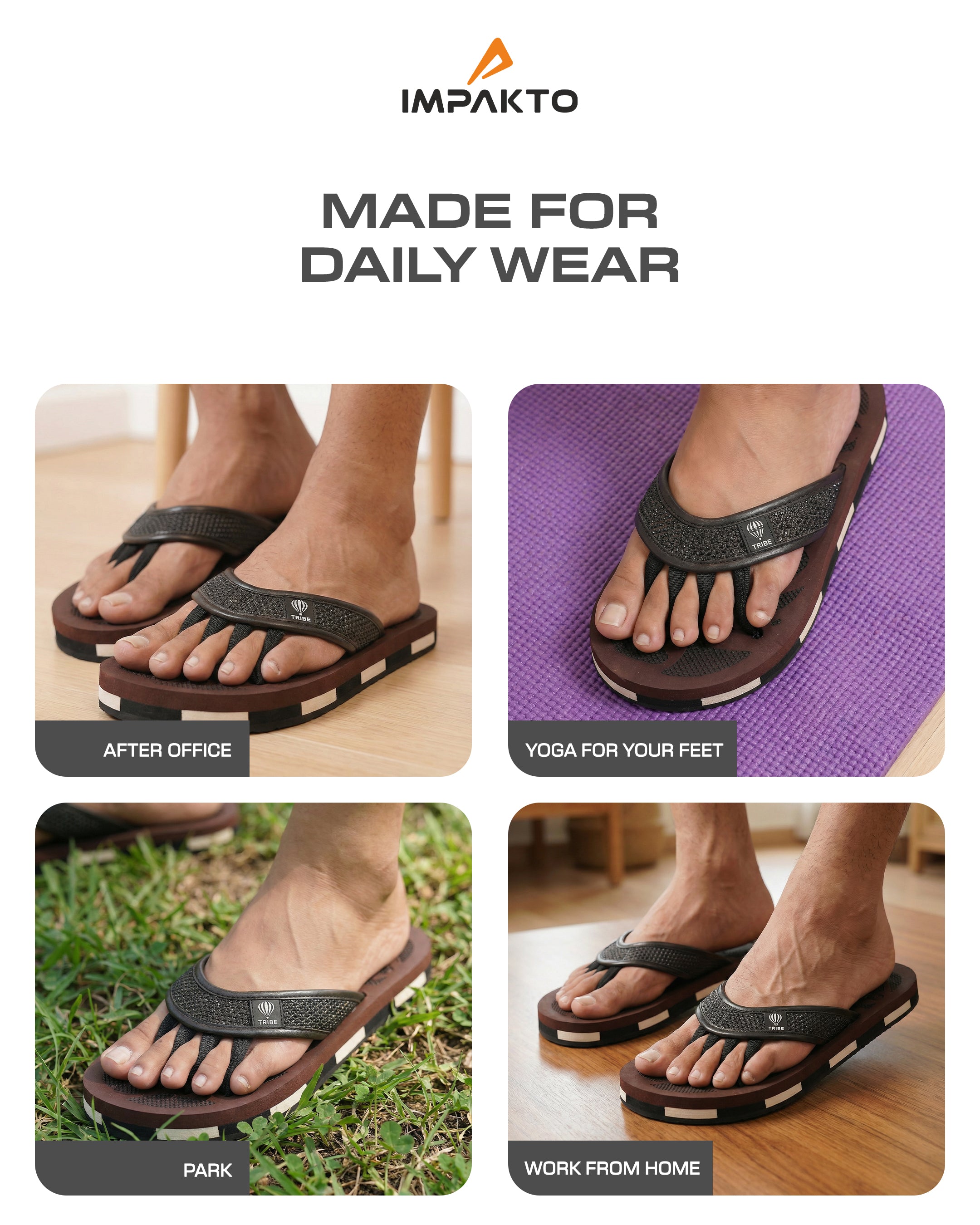 Impakto TRIBE 5-Finger Toe Separator Slippers - Brown