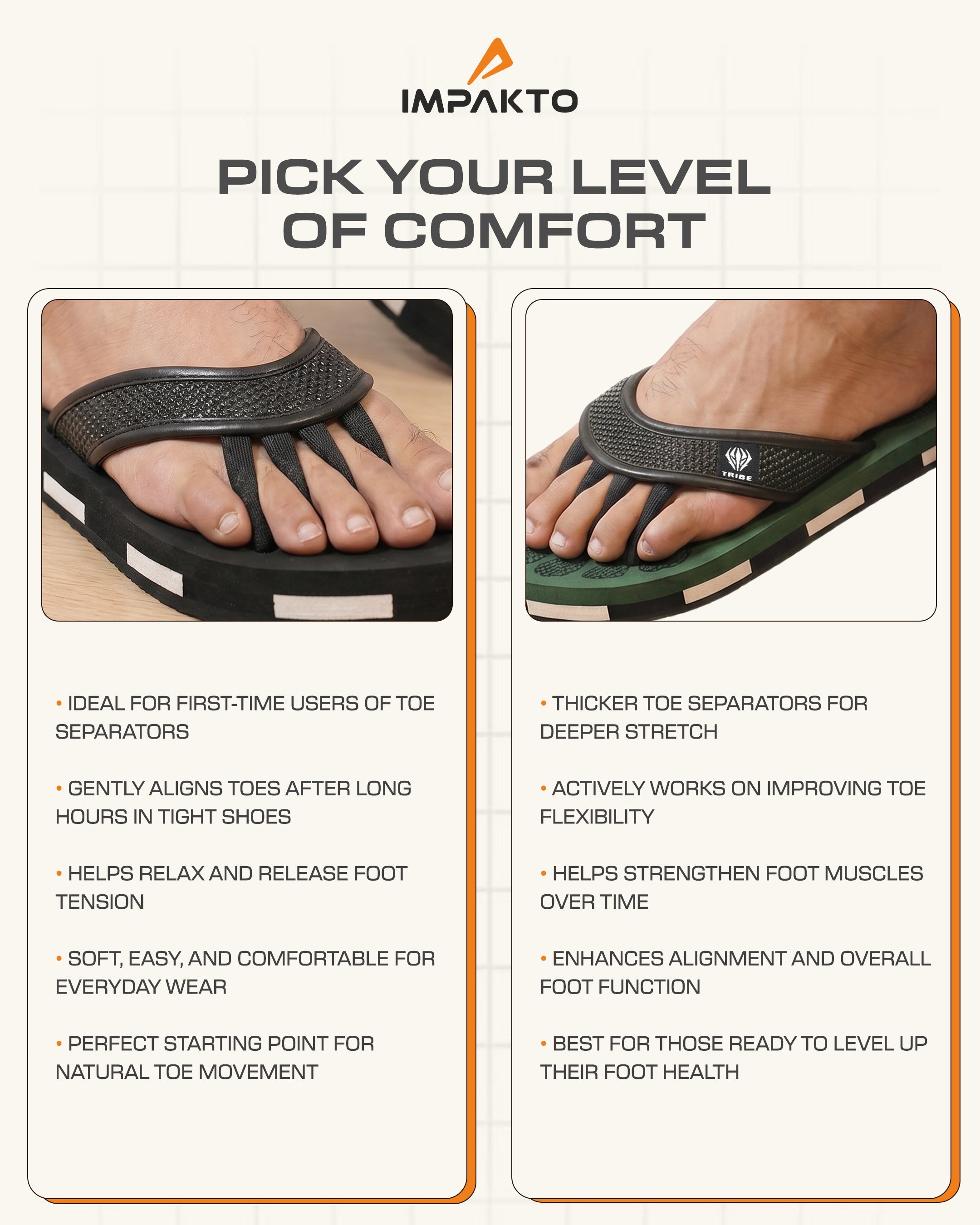 Impakto TRIBE 5-Finger Toe Separator Slippers - Olive