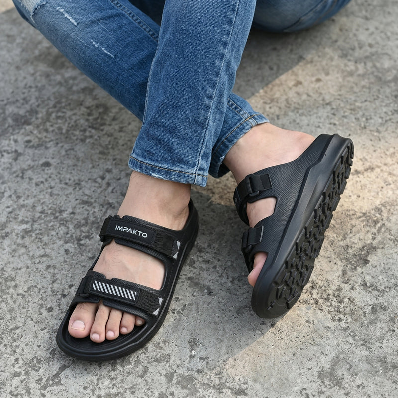 Impakto Mens Arch Support Velcro Dual Strap Slides