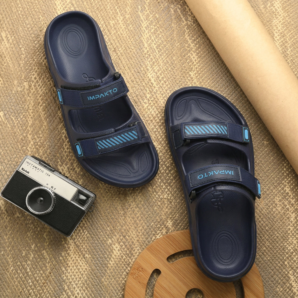 Impakto Mens Arch Support Velcro Dual Strap Slides