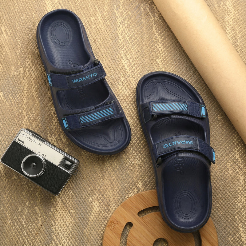 Impakto Mens Arch Support Velcro Dual Strap Slides