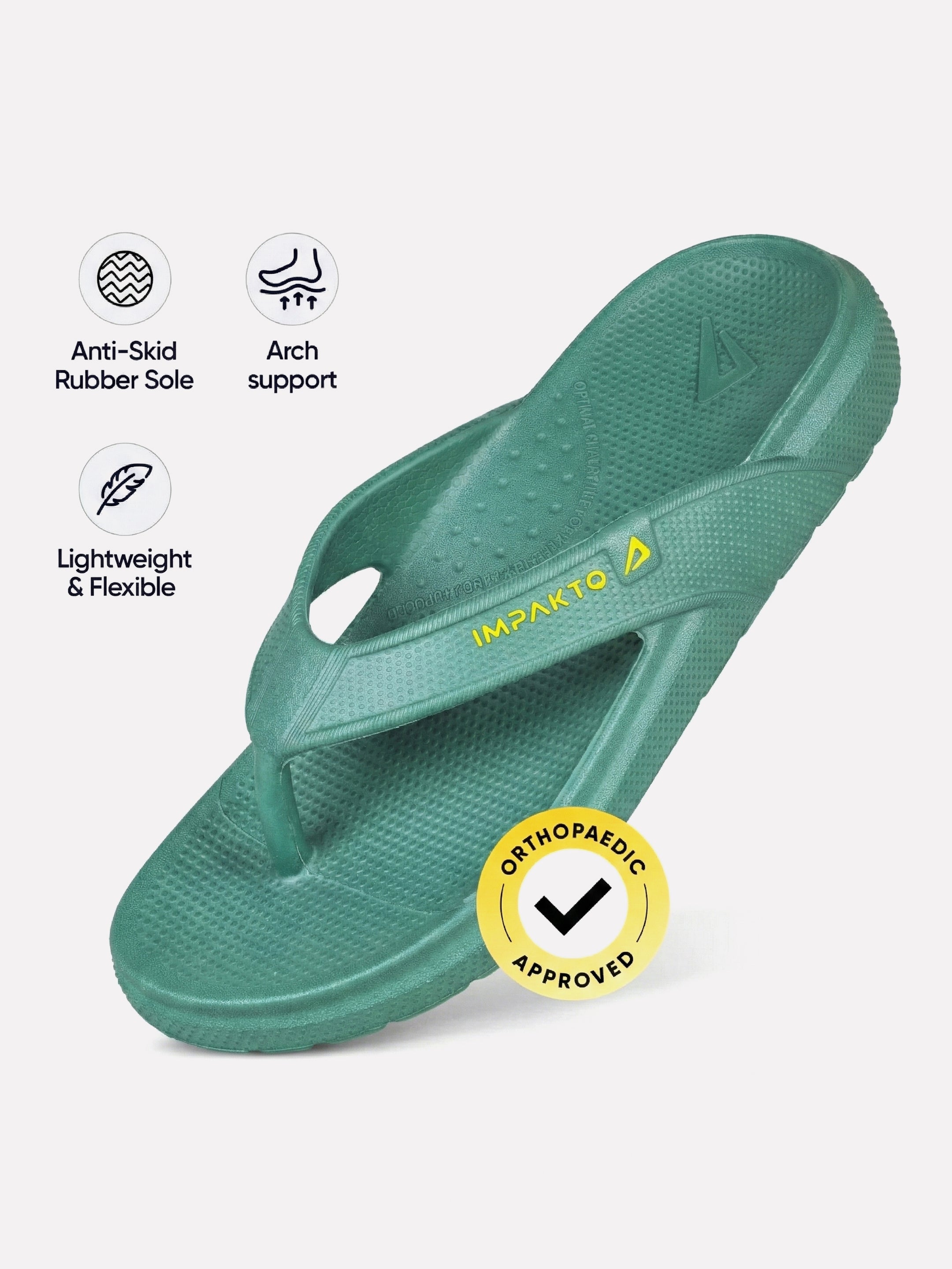 Impakto Men’s Ultra-Comfort Flip Flops With Anti-Slip & Arch Support - FT3092