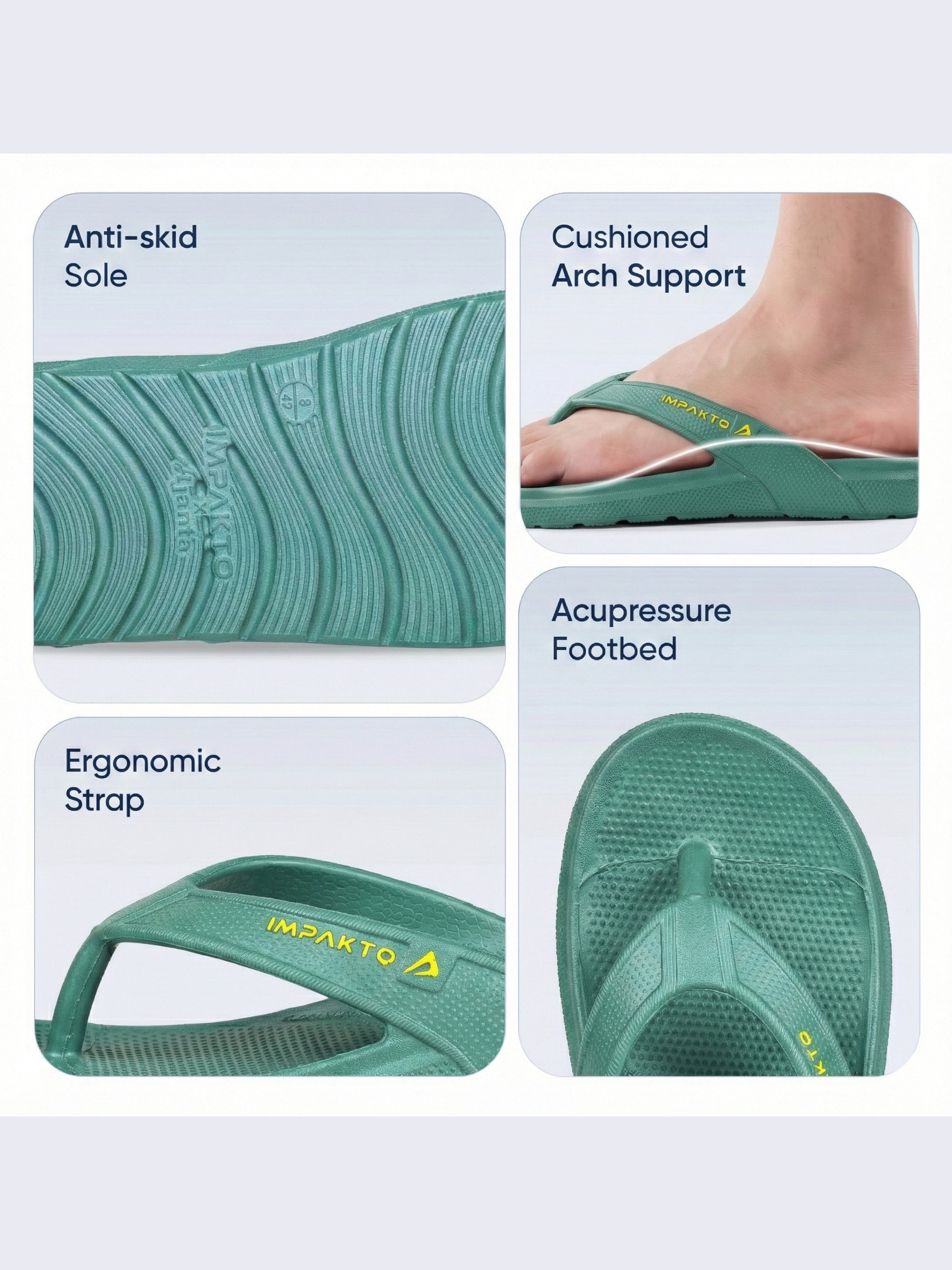 Impakto Men’s Ultra-Comfort Flip Flops With Anti-Slip & Arch Support - FT3092