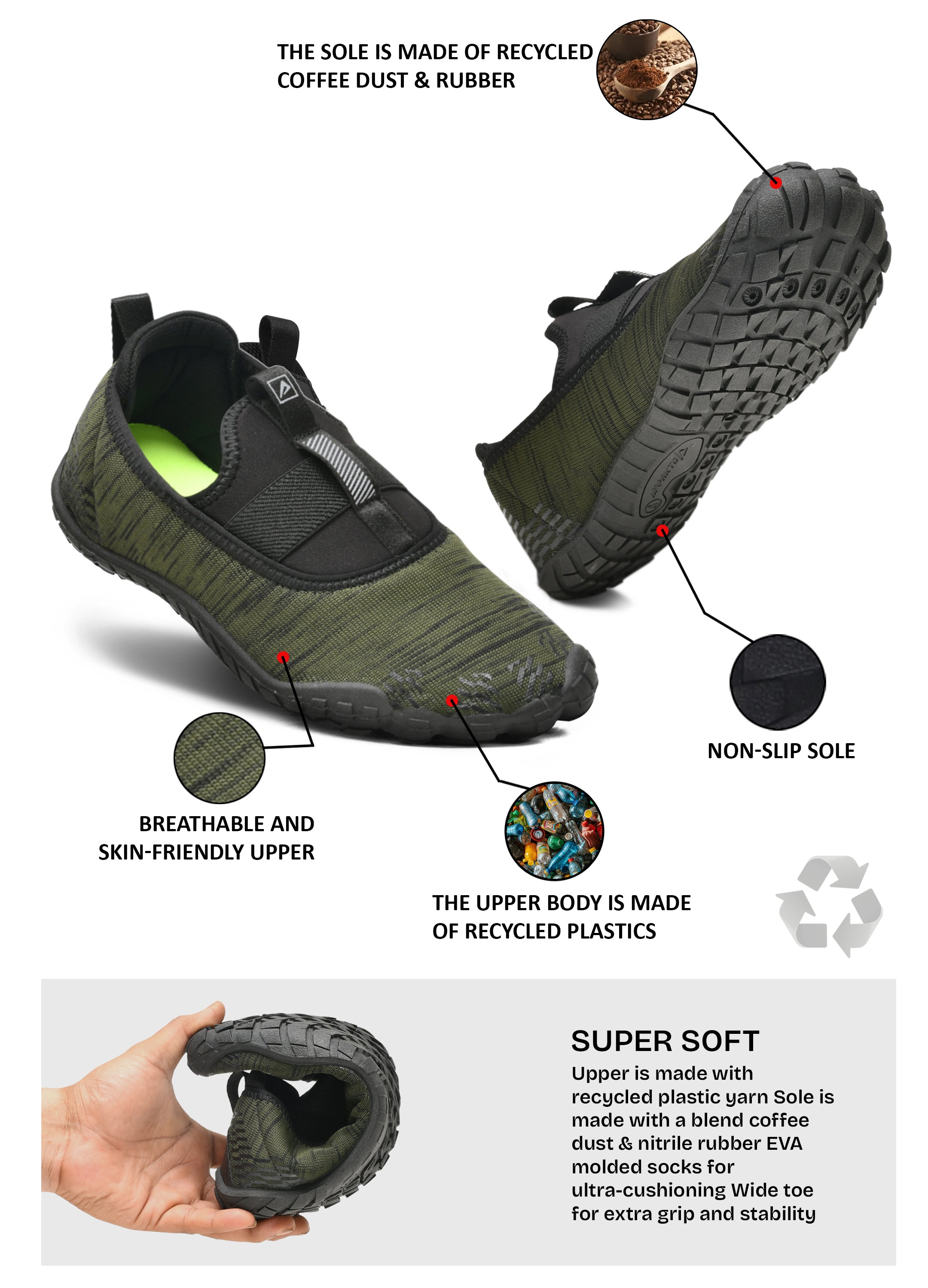 Impakto Barefoot Rooted Men Gym Shoes with Wide Toe Box,Zero-Drop Design,Training & Lightweight Shoes- AS3201