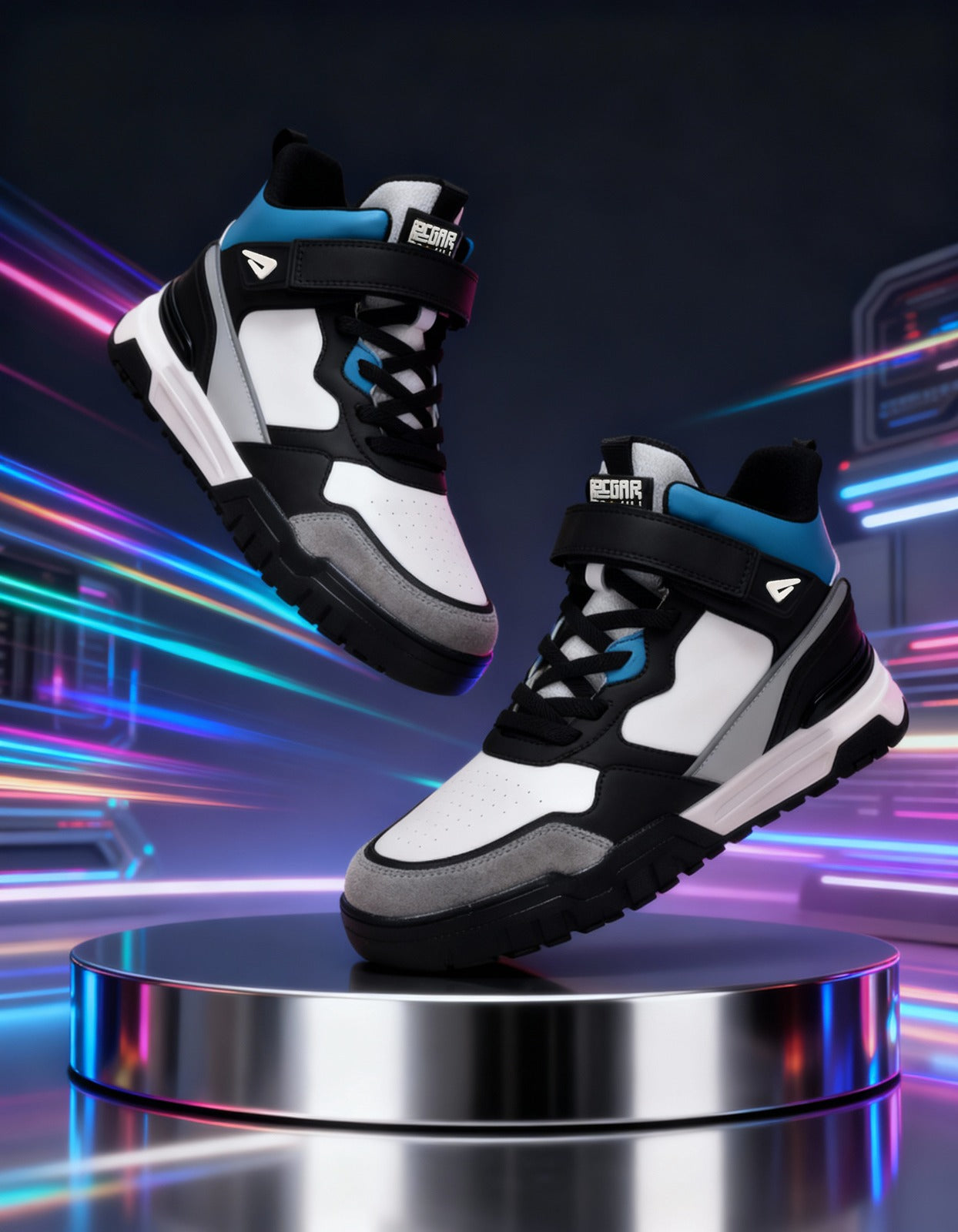 Impakto Shoegardaddy Men’s Teal Velcro High-Top Sneakers – AS3335