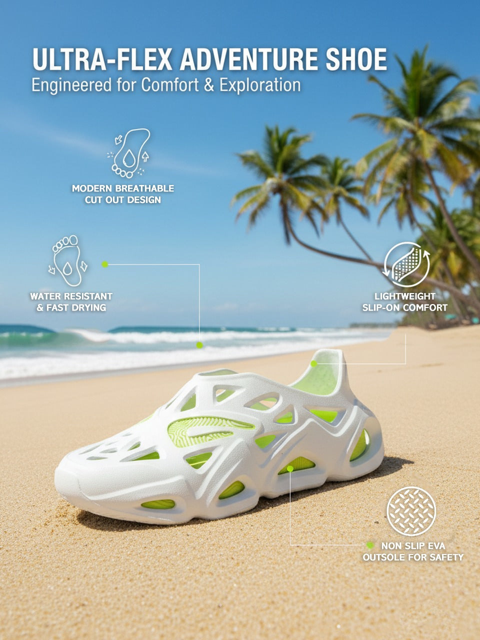 Impakto Super Future Men's White and Neon Flipflop - FT3078