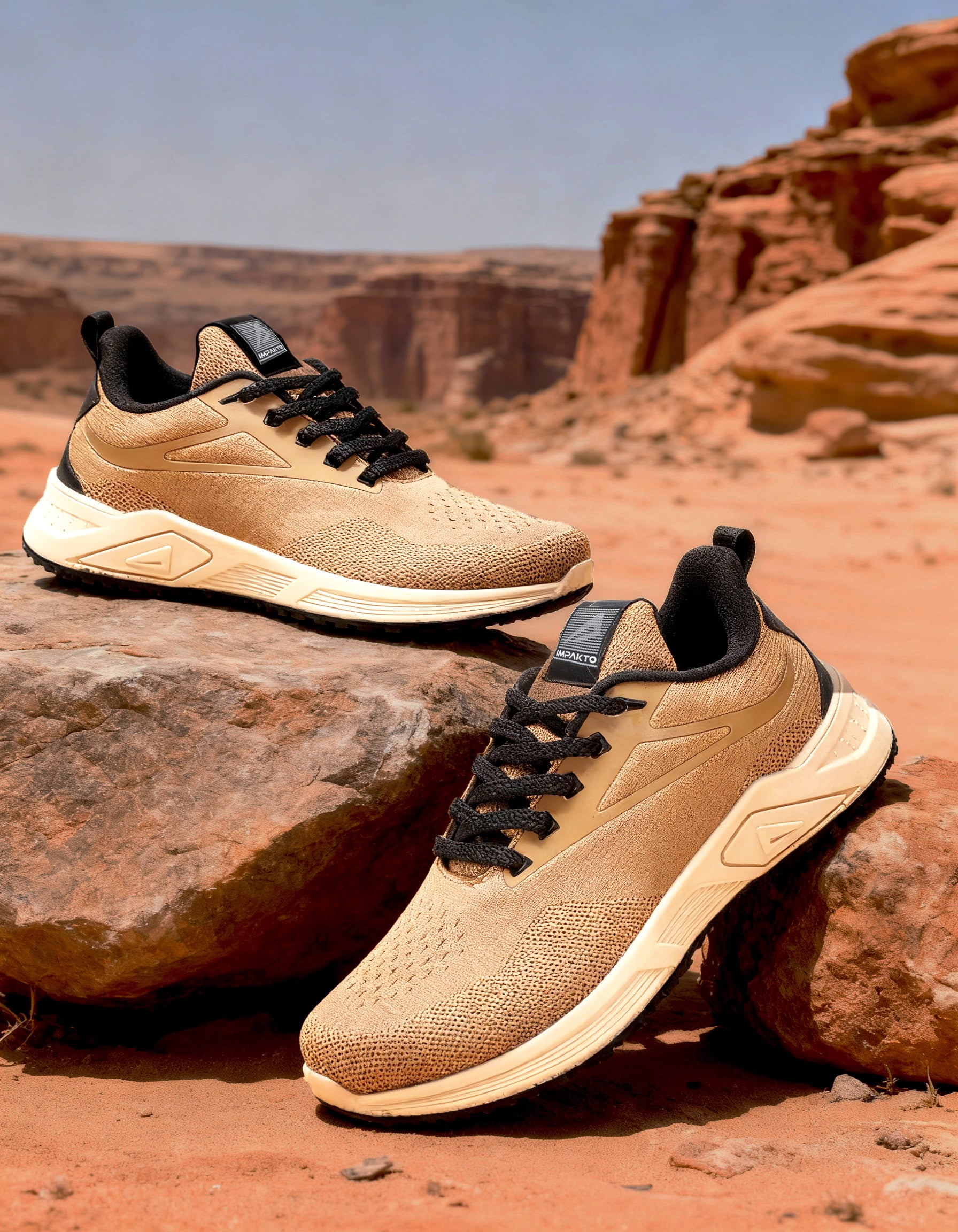 Impakto JetGrip Tan Court Shoes With Minimalist Sporty Design & PU Cushioning- AS3417